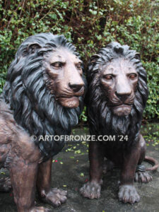 Guardians of the Crown monumental high quality bronze statue pair of sitting lions