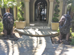 Guardians of the Crown monumental high quality bronze statue pair of sitting lions