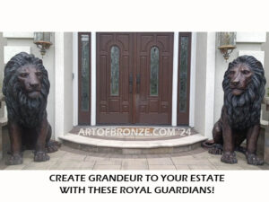 Guardians of the Crown monumental high quality bronze statue pair of sitting lions