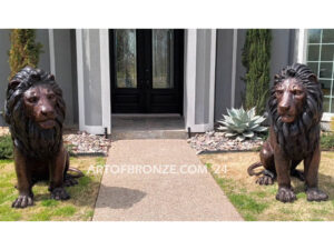 Guardians of the Crown monumental high quality bronze statue pair of sitting lions