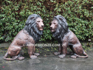 Guardians of the Crown monumental high quality bronze statue pair of sitting lions