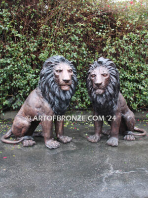 Guardians of the Crown monumental high quality bronze statue pair of sitting lions