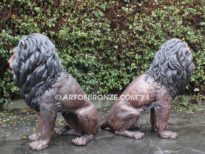 Guardians of the Crown monumental high quality bronze statue pair of sitting lions