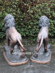 Pride Protectors monumental high quality bronze statue pair of standing lions