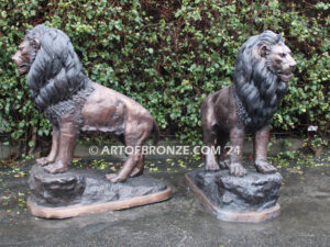 Pride Protectors monumental high quality bronze statue pair of standing lions