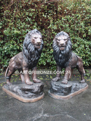 Pride Protectors monumental high quality bronze statue pair of standing lions
