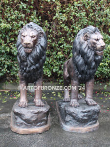 Pride Protectors monumental high quality bronze statue pair of standing lions