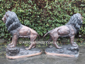 Pride Protectors monumental high quality bronze statue pair of standing lions