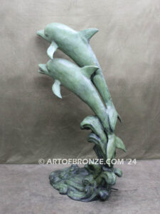 Sea Prancer Duet marine art bronze sculpture flipper dolphin monument