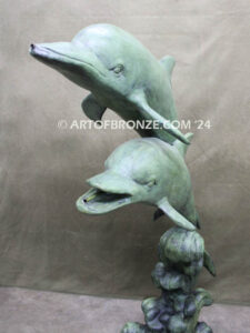 Sea Prancer Duet marine art bronze sculpture flipper dolphin monument