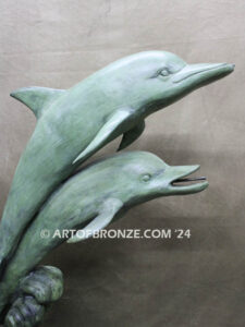 Sea Prancer Duet marine art bronze sculpture flipper dolphin monument