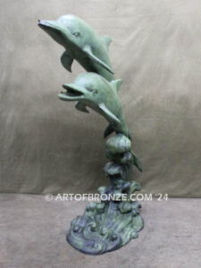 Sea Prancer Duet marine art bronze sculpture flipper dolphin monument