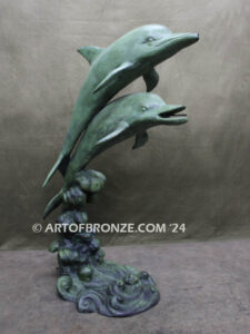 Sea Prancer Duet marine art bronze sculpture flipper dolphin monument