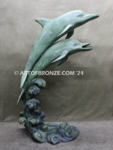 Sea Prancer Duet marine art bronze sculpture flipper dolphin monument