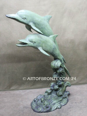 Sea Prancer Duet marine art bronze sculpture flipper dolphin monument