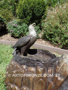 Eaglet Nest bronze statue of baby eagle in nest