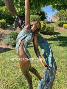 Inspiration limited edition bronze sculpture artwork fantasy lady and dolphin sculpture