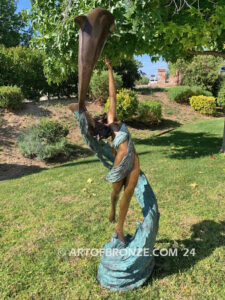 Inspiration limited edition bronze sculpture artwork fantasy lady and dolphin sculpture