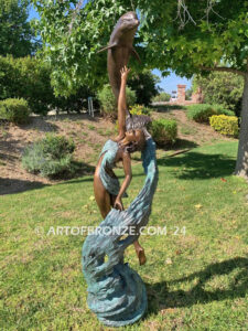 Inspiration limited edition bronze sculpture artwork fantasy lady and dolphin sculpture