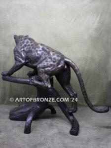 Leopoard’s Lair high-quality bronze statue outdoor monument for public display