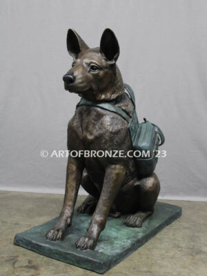 Special Unit military working dog sitting German Shepherd bronze statue veterans’ memorial