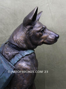 Special Unit military working dog sitting German Shepherd bronze statue veterans’ memorial