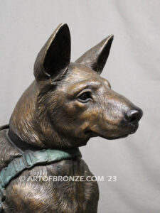 Special Unit military working dog sitting German Shepherd bronze statue veterans’ memorial