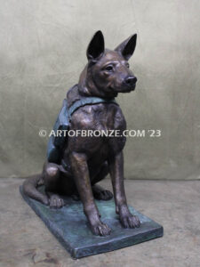 Special Unit military working dog sitting German Shepherd bronze statue veterans’ memorial