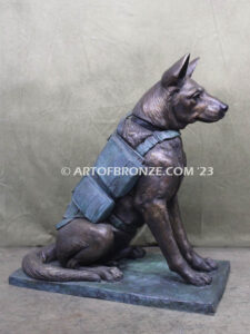 Special Unit military working dog sitting German Shepherd bronze statue veterans’ memorial