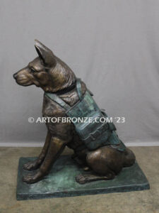 Special Unit military working dog sitting German Shepherd bronze statue veterans’ memorial