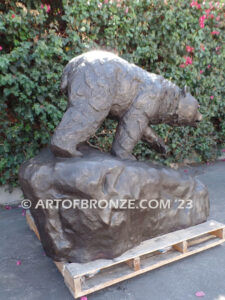 Trailblazing Bruin special edition, gallery quality standing outdoor bronze bear statue