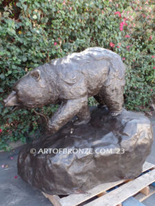 Trailblazing Bruin special edition, gallery quality standing outdoor bronze bear statue