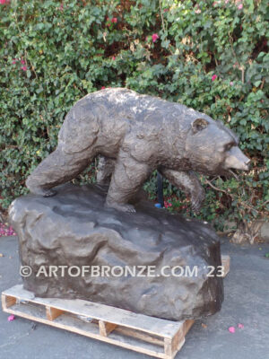 Trailblazing Bruin special edition, gallery quality standing outdoor bronze bear statue