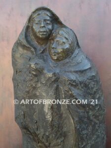 Two Navajo Indians wrapped in blankets western bronze statue