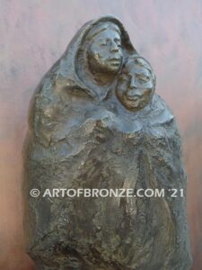 Two Navajo Indians wrapped in blankets western bronze statue