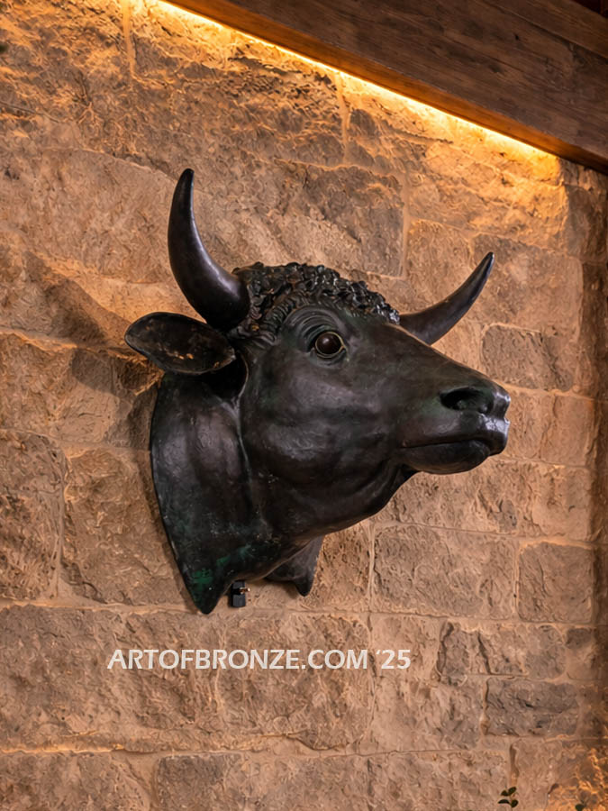 Bull Head Wall Mount high-quality bronze statue for indoor or outdoor display