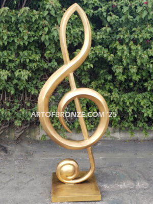 Signature of Time bronze sculpture of monumental Treble Clef musical note for private or public display