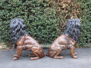 Pride and Power monumental high quality bronze statue pair of roaring lions