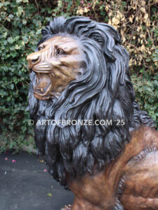 Pride and Power monumental high quality bronze statue pair of roaring lions