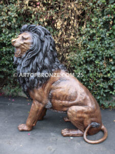 Pride and Power monumental high quality bronze statue pair of roaring lions