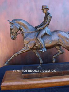 Dressage rider on horseback equestrian fine art bronze sculpture
