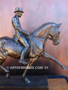 Dressage rider on horseback equestrian fine art bronze sculpture