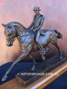 Dressage rider on horseback equestrian fine art bronze sculpture
