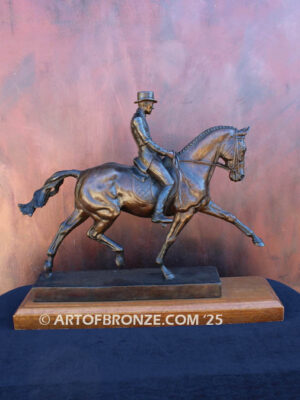 Dressage rider on horseback equestrian fine art bronze sculpture