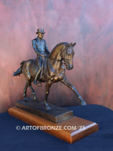 Dressage rider on horseback equestrian fine art bronze sculpture