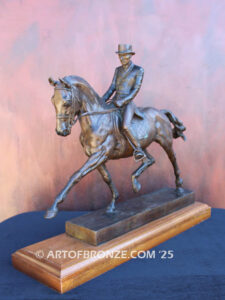 Dressage rider on horseback equestrian fine art bronze sculpture