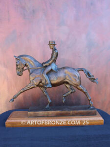 Dressage rider on horseback equestrian fine art bronze sculpture