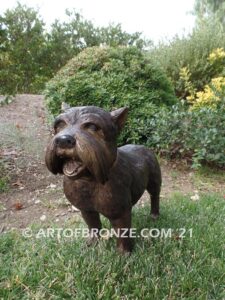 Schnauzer German breed bronze sculpted standing dog pet statue for dog lovers