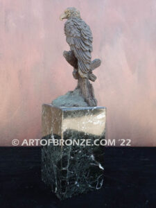 Limited edition bronze perched eagle statue for private collector or corporate collection