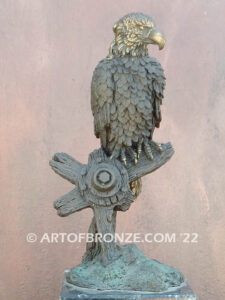 Limited edition bronze perched eagle statue for private collector or corporate collection